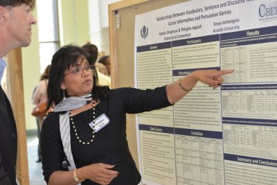 The Neag School of Education hosted the 6th Annual CBER Research Symposium at the UConn Storrs campus. Pictured are Thilagha Jagalan and Michael Coyne.