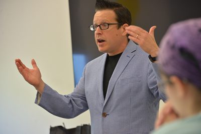Ronald Beghetto teaches a class for the Innovation House on Aug. 28, 2017.