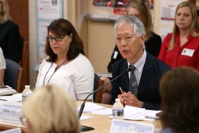 George Sugai speaks with the representatives of the Federal Commission on School Safety about PBIS (Screenshot from U.S. Department Education Livestream)