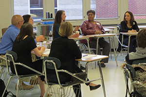 Teachers, parents, and community members gathered at E.O. Smith to participate with the Campus Dialogues Fellowship.