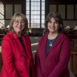 Board of Trustees Distinguished Professor Sally Reis, left, and Rachel Rubin, chief of staff to the president, in the South Reading Room at Wilbur Cross Building. Reis and Rubin will lead the BOLD initiative to develop female student leaders at UConn. (Sean Flynn/UConn Photo)