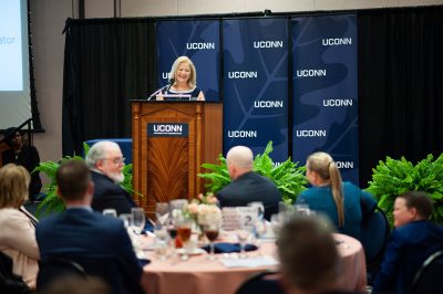 “UConn was always at the top of the list as a university that I would want to continue to give to,” said Carla S. Klein, who received the Neag School’s 2019 Distinguished Alumna Award. (Defining Studios)