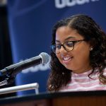 Student Isabella Horan spoke during the Neag School's 2019 Scholarship Celebration.
