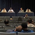Students attending mental health panel