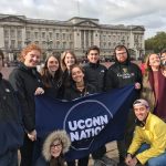 Neag School students gather in front of Buckingham Palace in London as part of their semester abroad experience this past fall.