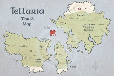 Map of fictional world Telluria.