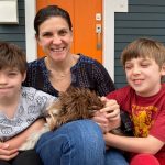 Jennie Weiner with her sons and dog.