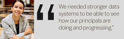 'We need stronger data systems to be able to see how our principals are doing and progressing.'