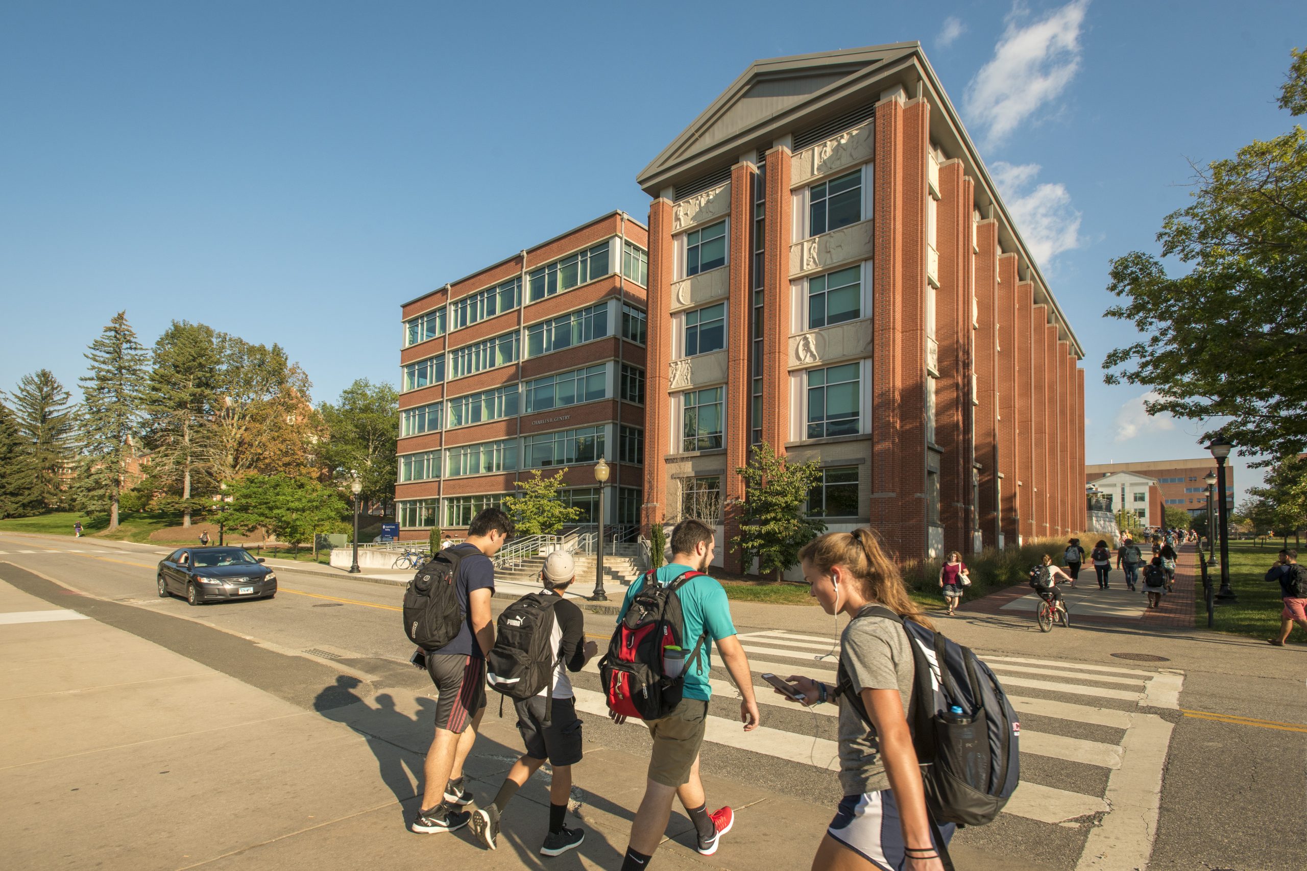 Gentry Building in summer [Links to UConn Today webpage]