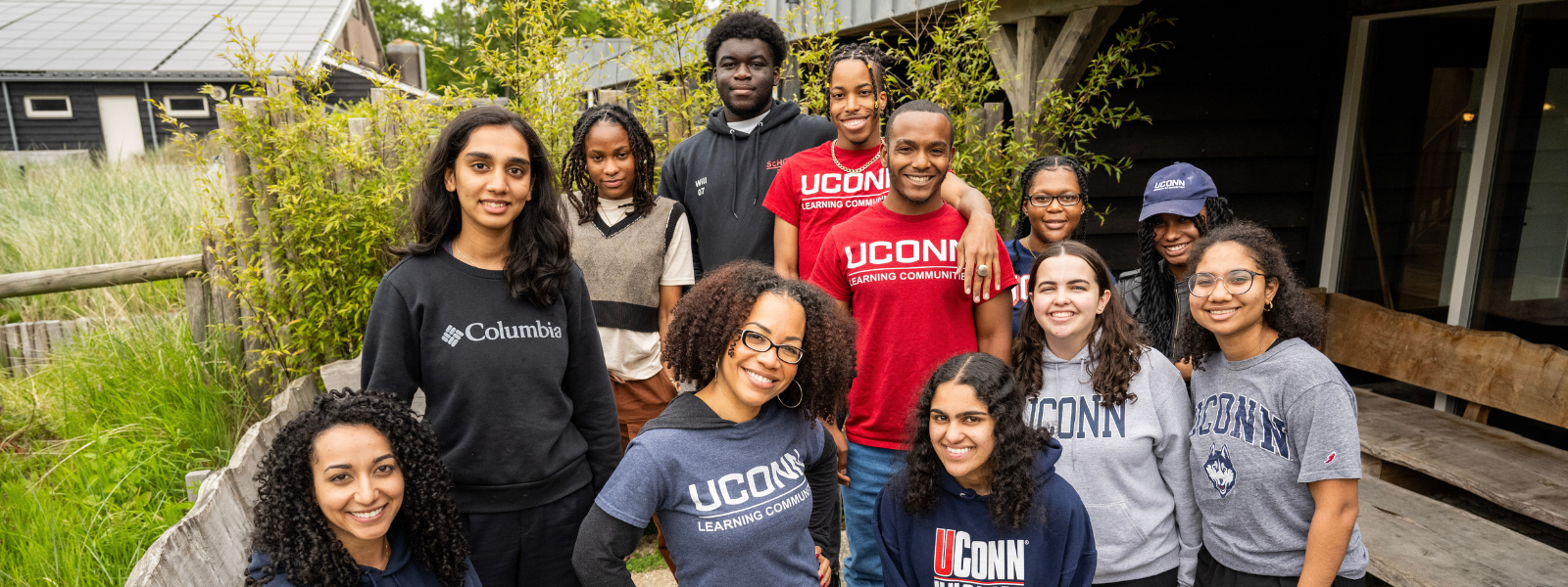 A group of UConn students pose for a group photo in the Netherlands