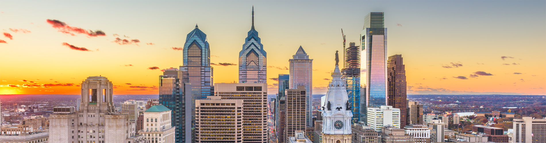 Philadelphia skyline at dusk