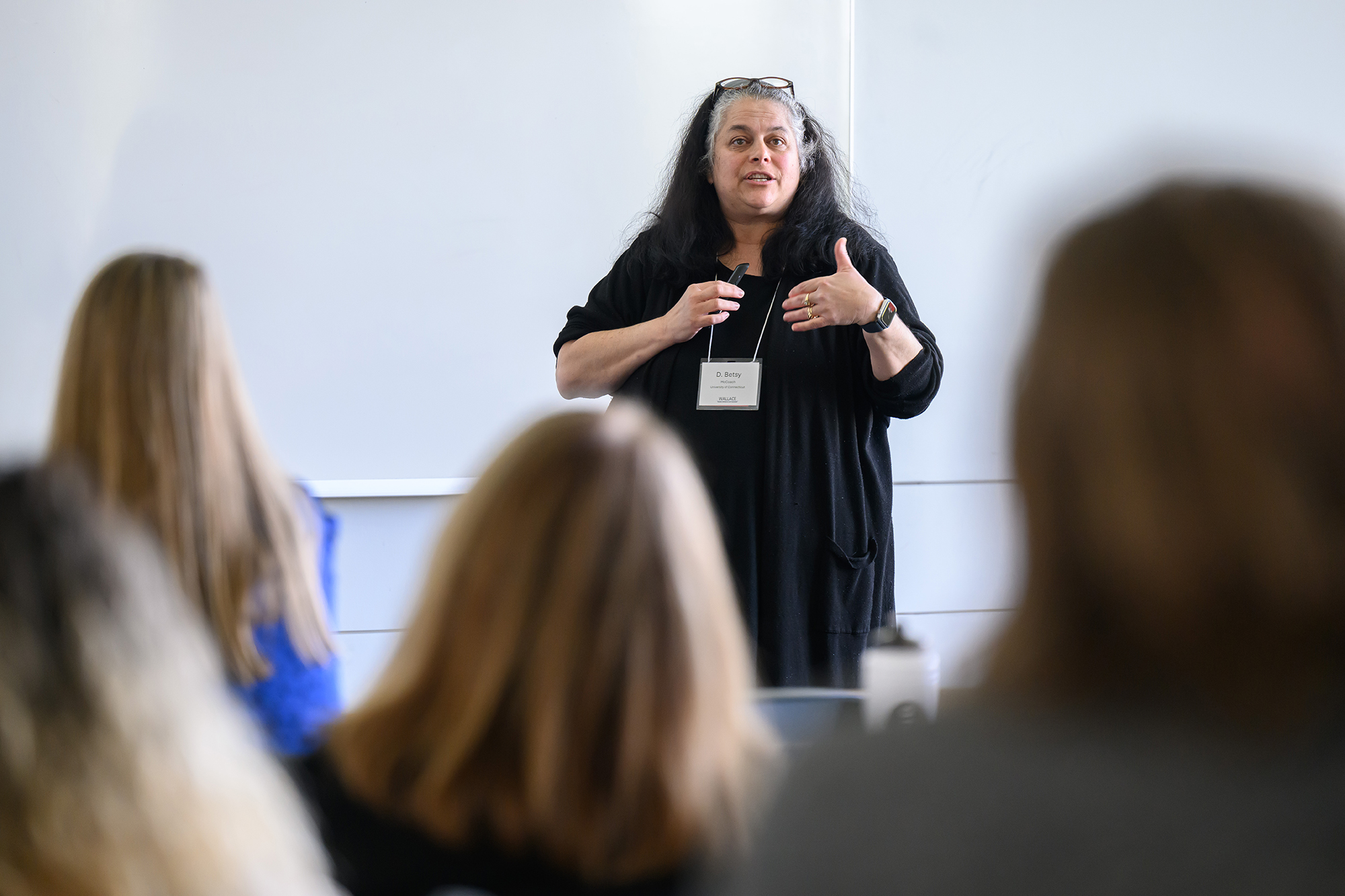 D. Betsy McCoach, professor of educational psychology, speaks on teacher rating at the Wallace Research Symposium on Talent Development on May 20, 2024. 