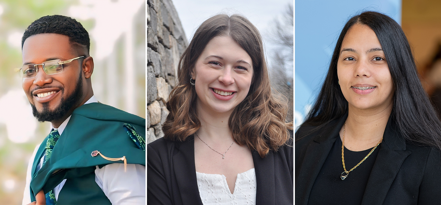 A compilation image shows the headshots of Emmanuel Dwamena, Caroline Shadman, and Claudia Ventura.
