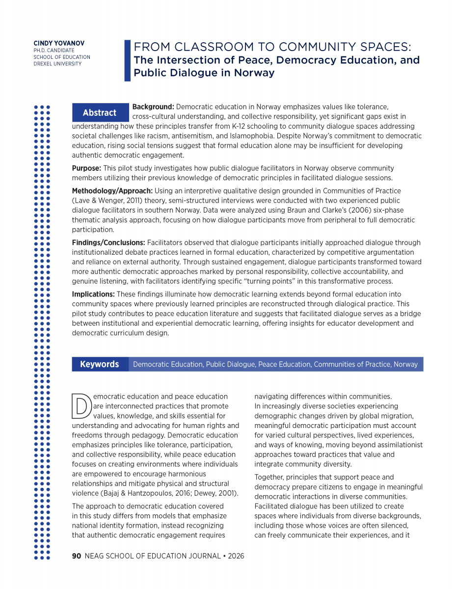 The first page of the "From Classroom to Community Spaces..." article.